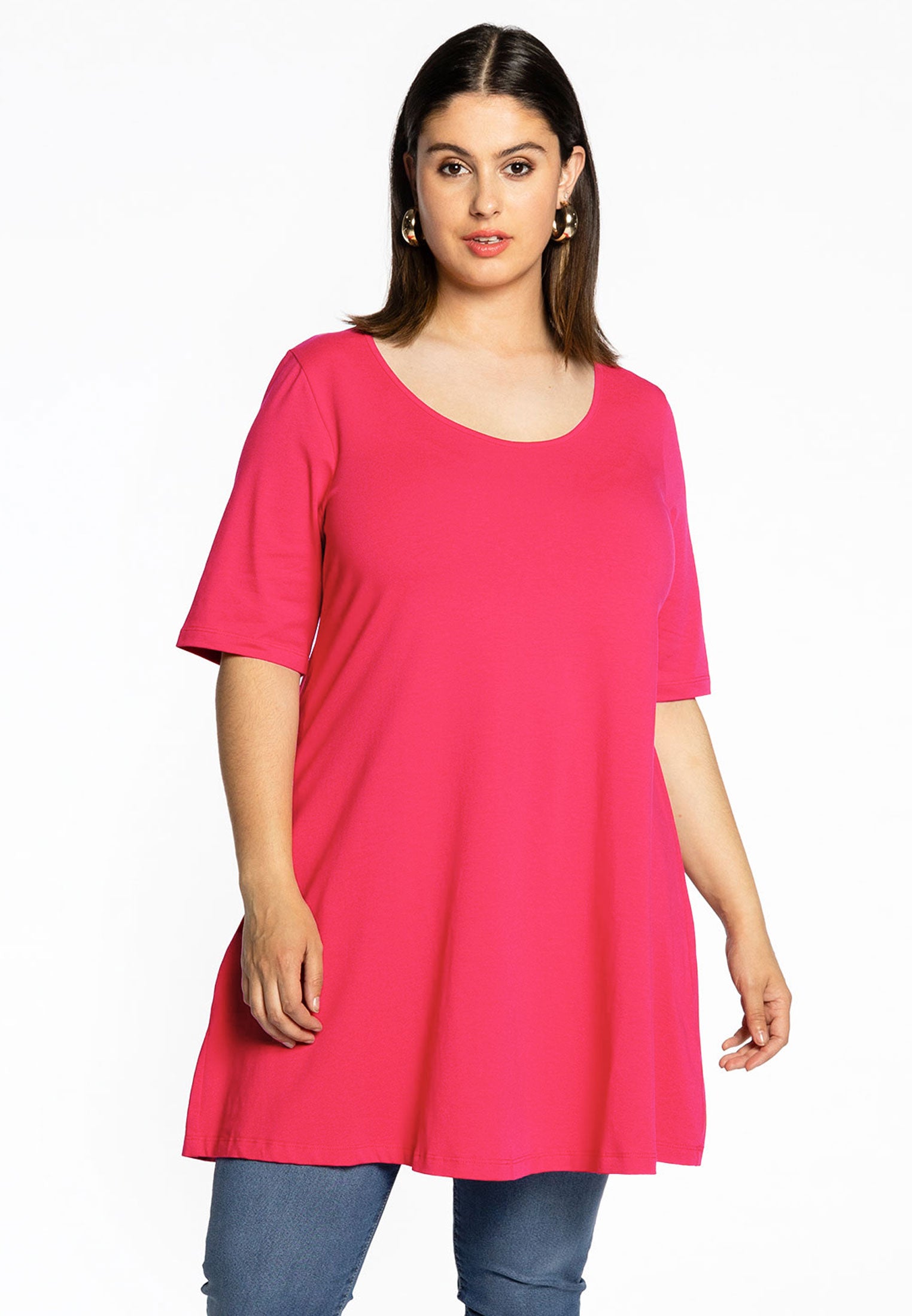 YOEK Tuniek wide bottom | Grote maten tuniek | Roze | Maat 46/48