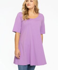 YOEK Tuniek wide bottom | Grote maten tuniek | Lila | Maat 46/48