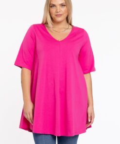 YOEK Tuniek Swing korte mouw | Grote maten tuniek | Roze | Maat 38/40