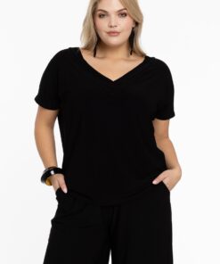 YOEK T-shirt v-hals | Zwart | Maat 42/44