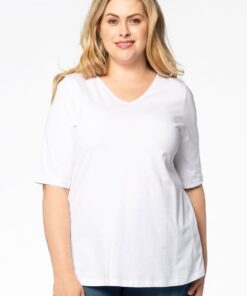 YOEK T-shirt v-hals relax fit | Wit | Maat 38/40