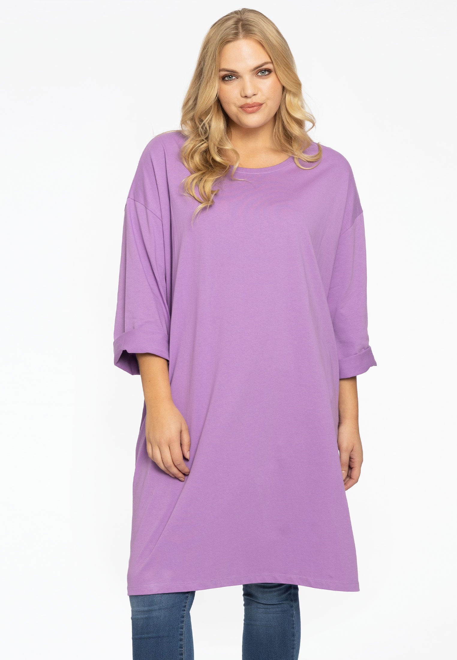 YOEK Tuniek wijd | Grote maten tuniek | Lila | Maat 50/52