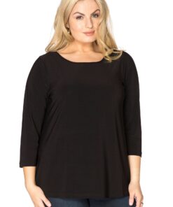 YOEK Shirt driekwart mouwen | Zwart | Maat 38/40