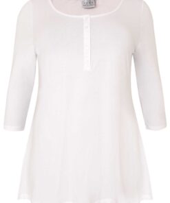 YOEK Tuniek flare fit knopen | Grote maten tuniek | Wit | Maat 42/44