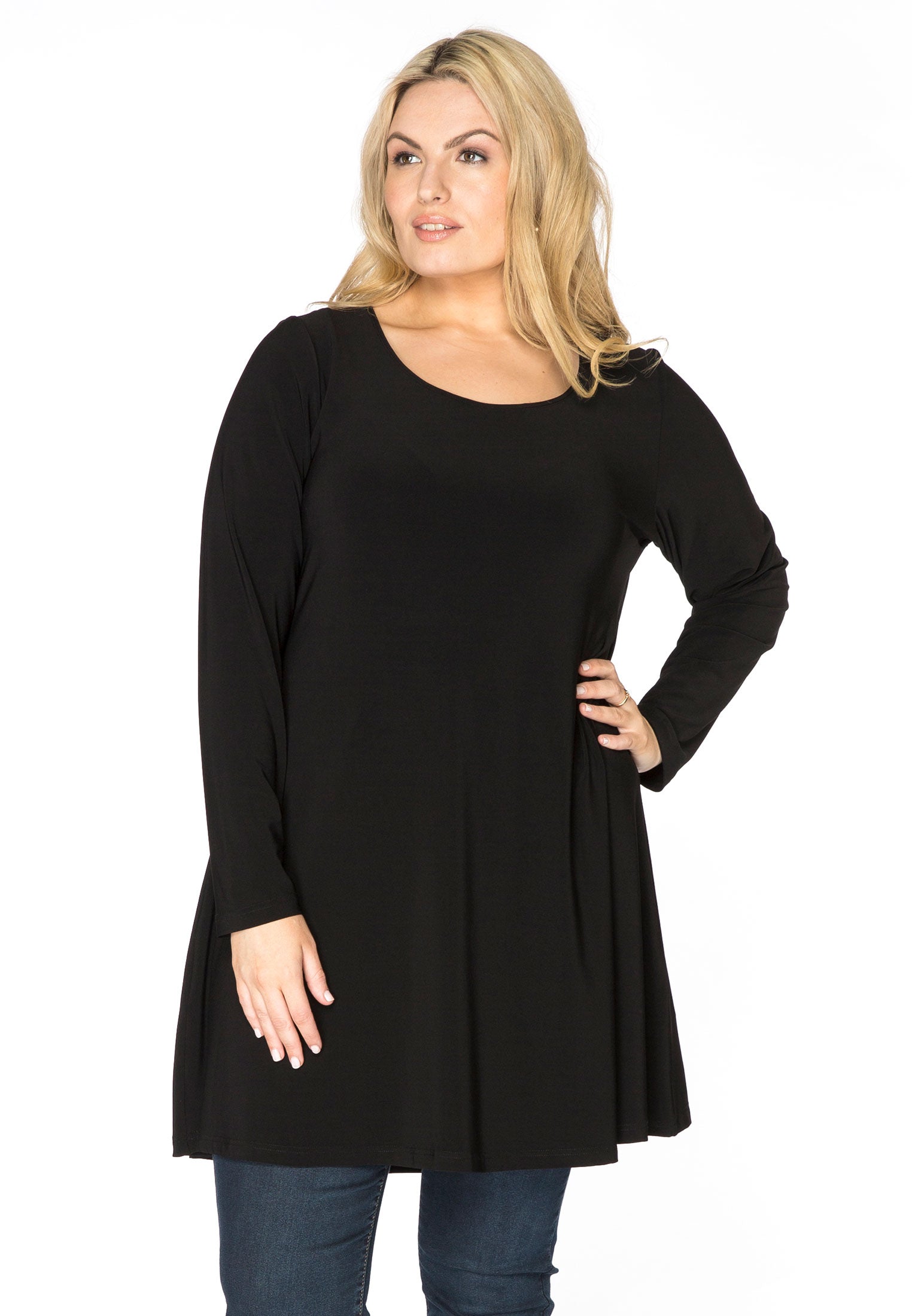 YOEK Tuniek wide bottom | Grote maten tuniek | Zwart | Maat 58/60