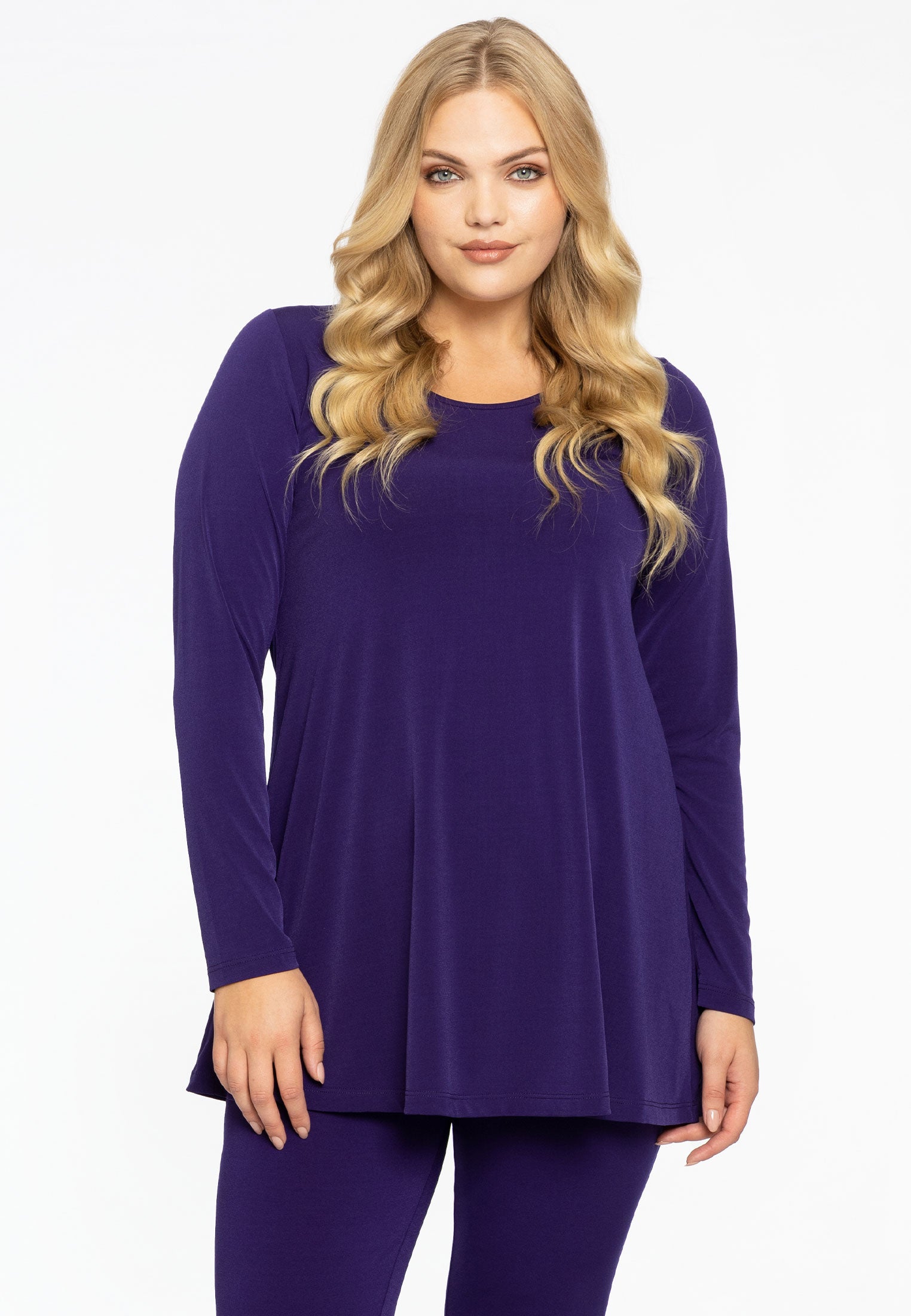YOEK Tuniek wide bottom | Grote maten tuniek | Paars | Maat 46/48