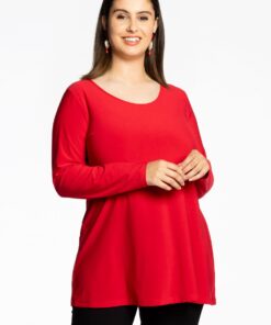 YOEK Tuniek wide bottom | Grote maten tuniek | Rood | Maat 54/56