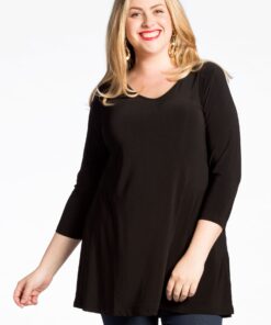 YOEK Tuniek flare v-hals | Grote maten tuniek | Zwart | Maat M
