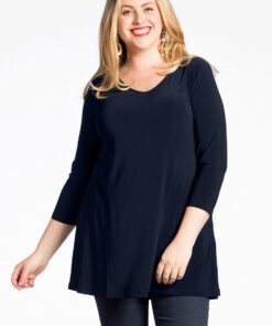 YOEK Tuniek flare v-hals | Grote maten tuniek | Blauw | Maat XXL