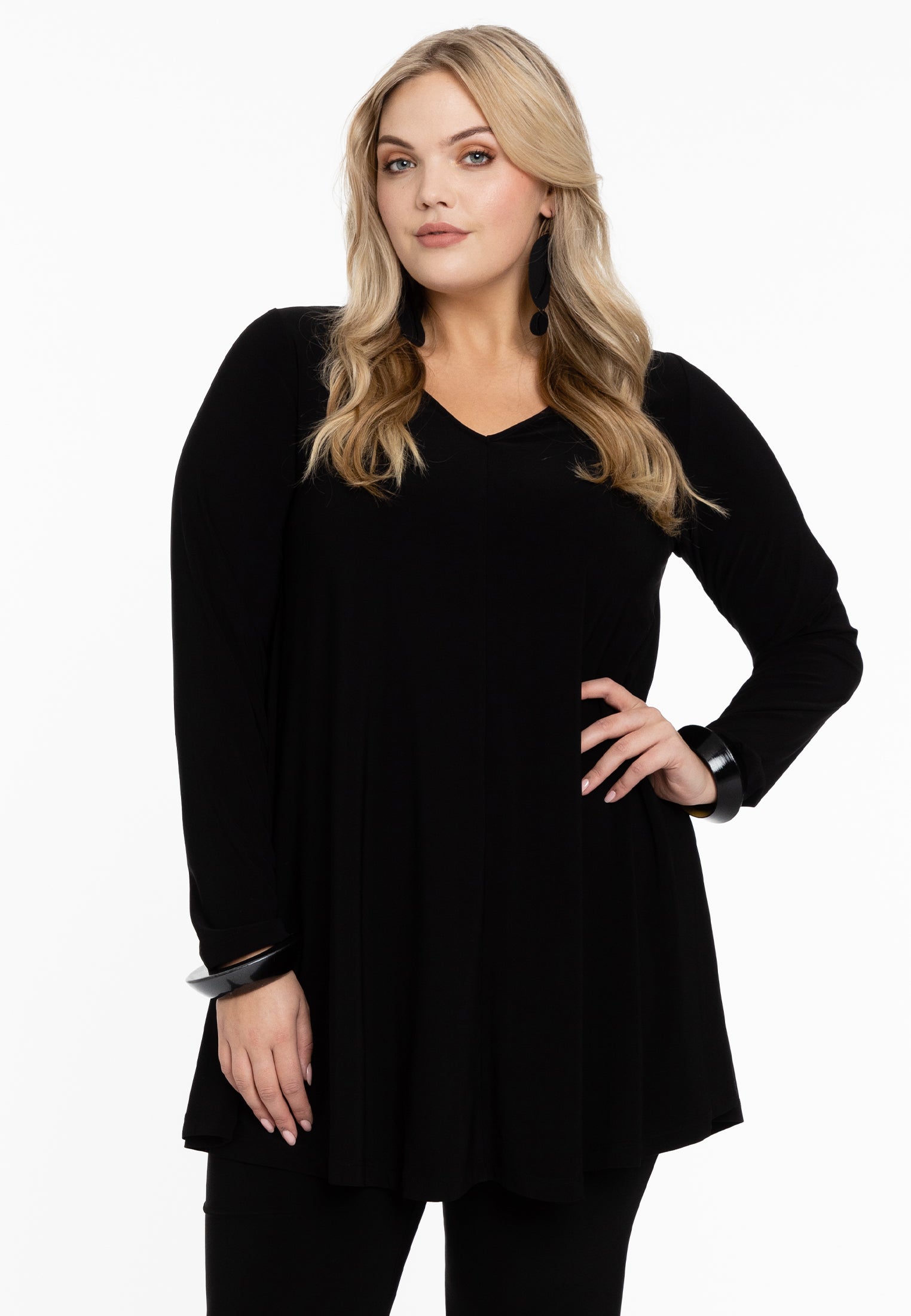 YOEK Tuniek Swing | Grote maten tuniek | Zwart | Maat 54/56