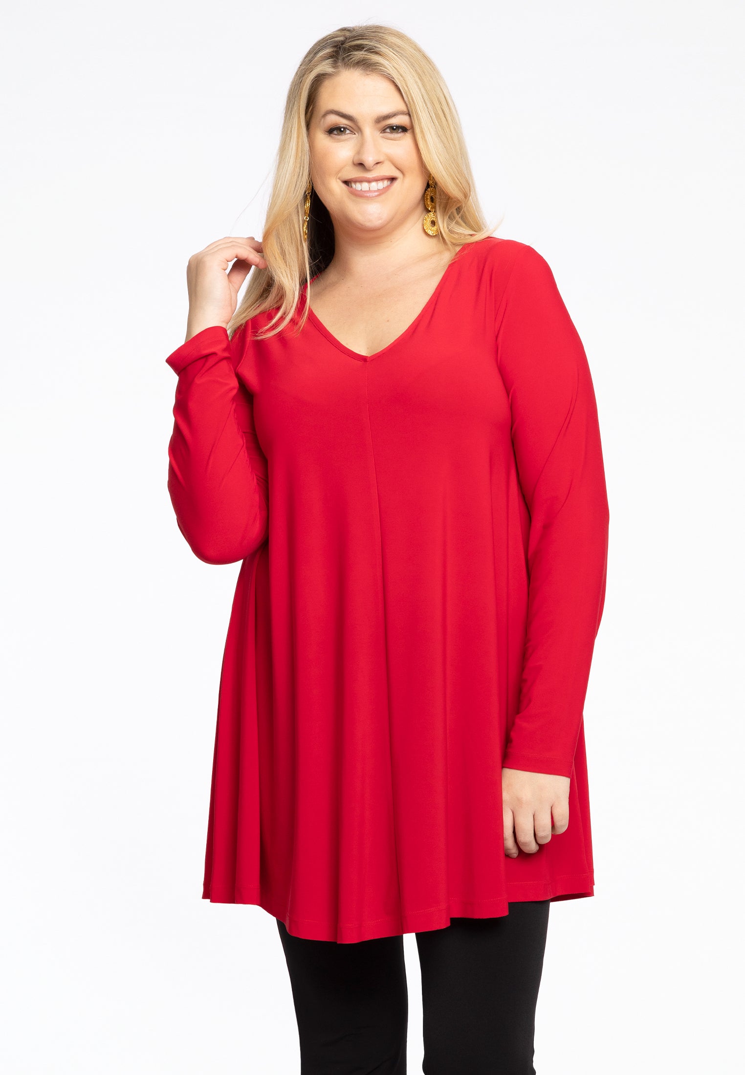 YOEK Tuniek Swing | Grote maten tuniek | Rood | Maat 42/44