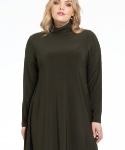YOEK Tuniek met col wide bottom | Grote maten tuniek | Dark Green | Maat 42/44
