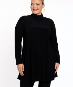 YOEK Tuniek met col wide bottom | Grote maten tuniek | Zwart | Maat 46/48