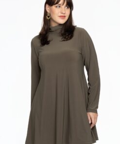 YOEK Tuniek met col wide bottom | Grote maten tuniek | Lichtgroen | Maat 42/44
