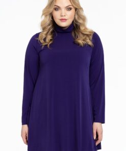 YOEK Tuniek met col wide bottom | Grote maten tuniek | Paars | Maat 54/56