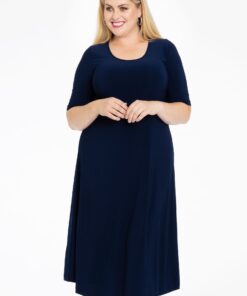 YOEK Maxi jurk wijd | Blauw | Maat 42/44