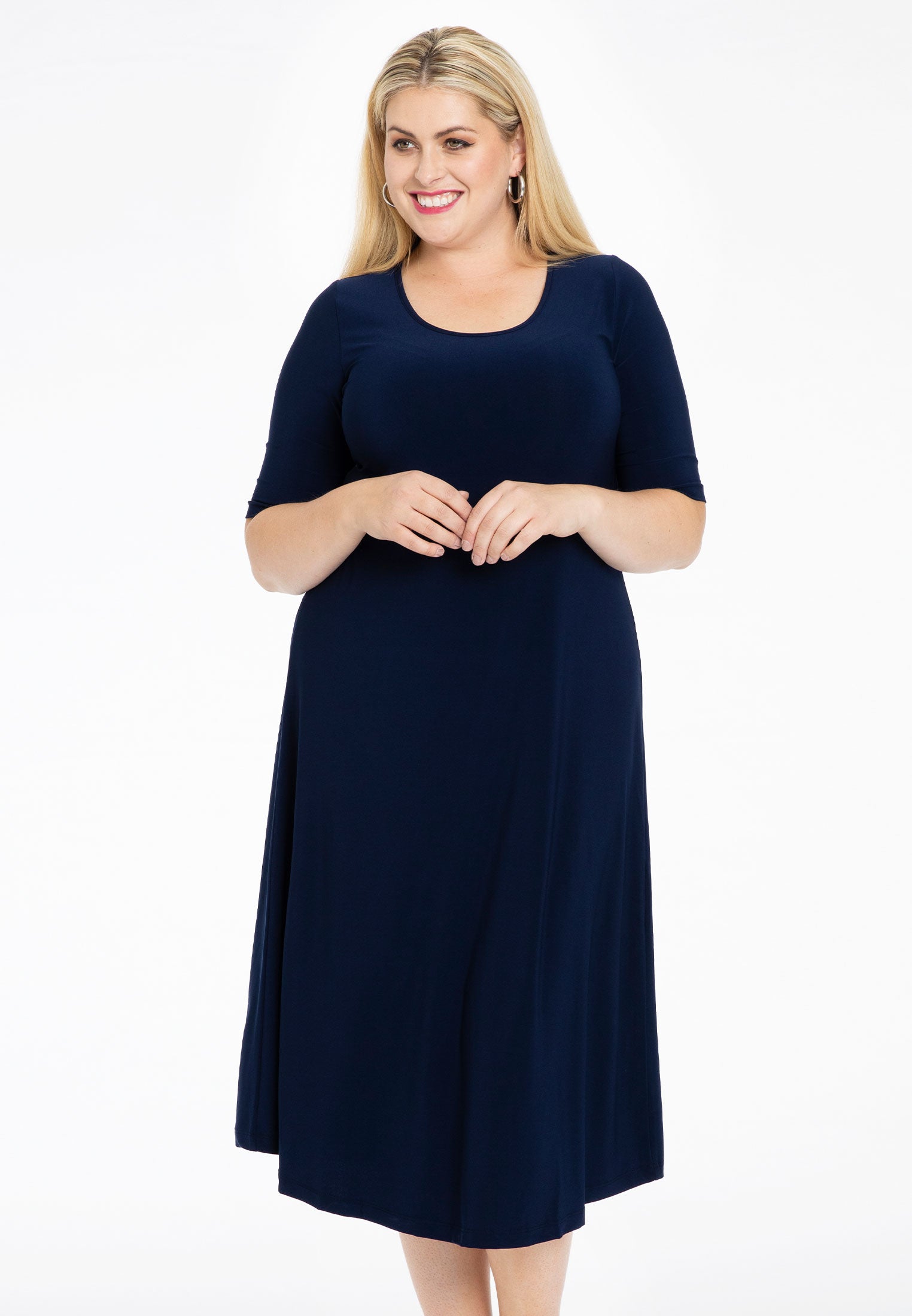 YOEK Maxi jurk wijd | Blauw | Maat 42/44