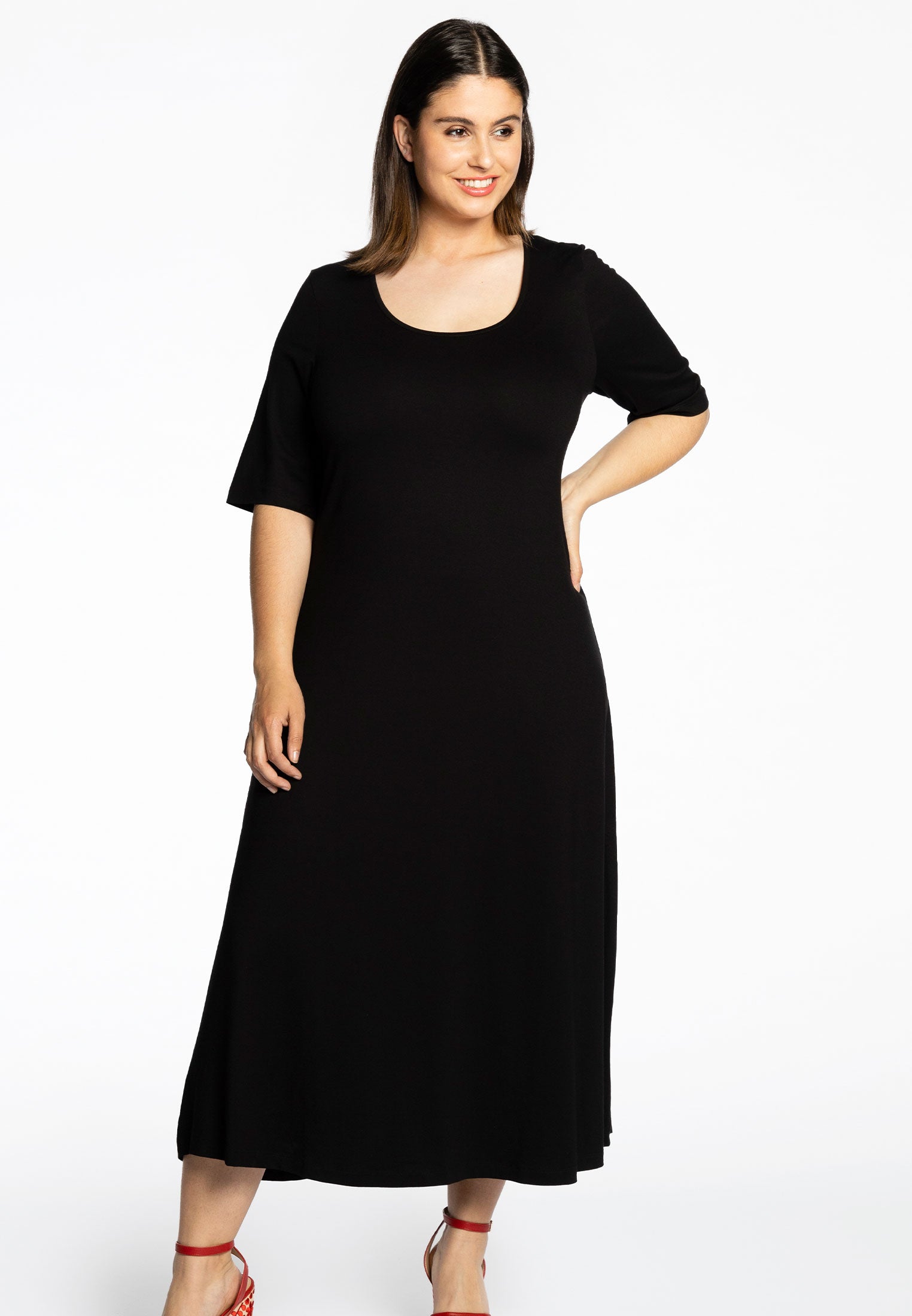 YOEK Long dress VI/EA | Zwart | Maat 38/40