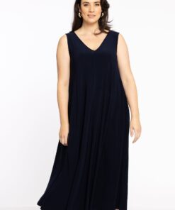 YOEK Mouwloze jurk A-lijn | Blauw | Maat 58/60