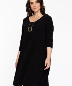 YOEK Jurk Swing kneelength | Zwart | Maat 50/52