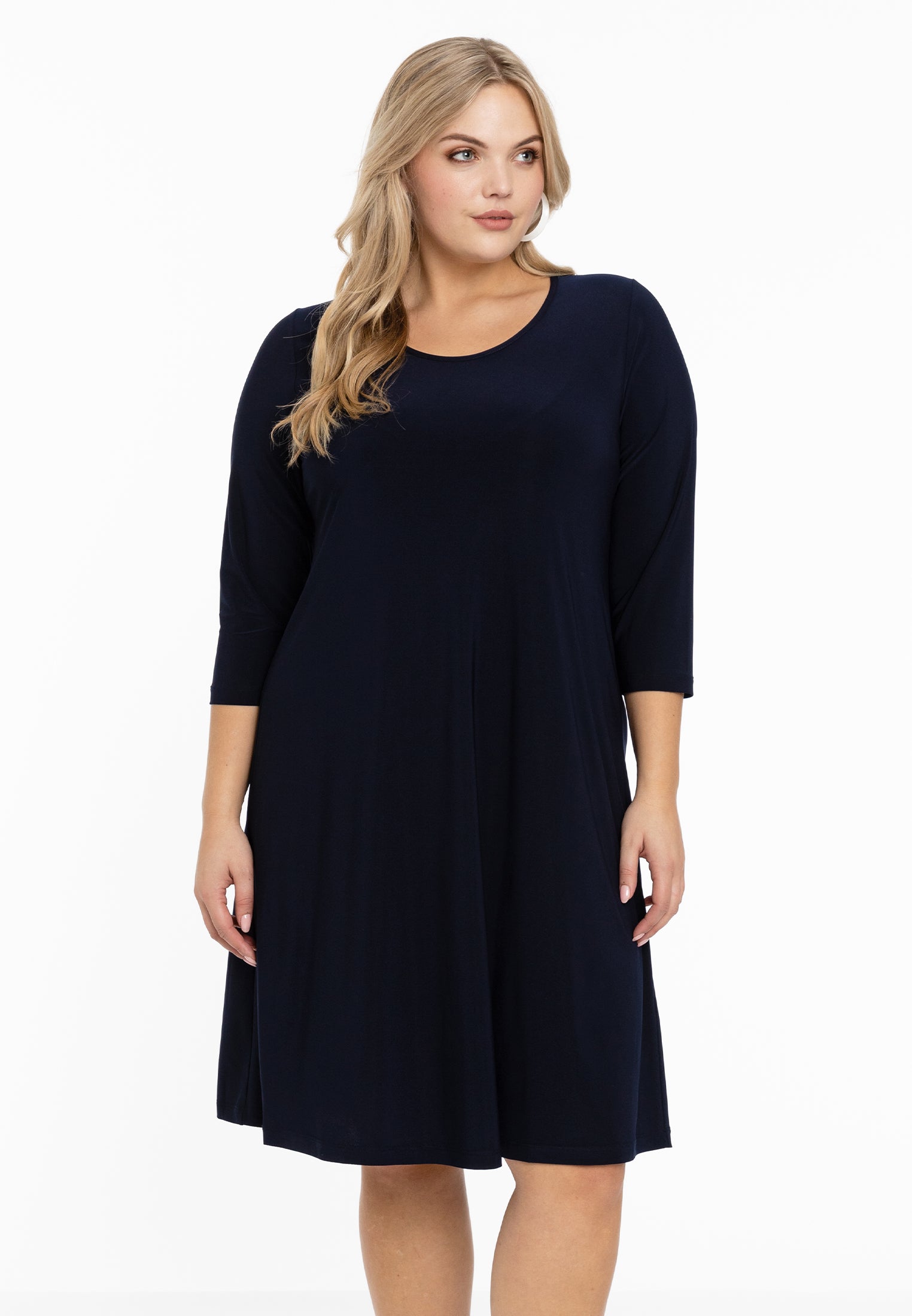 YOEK Jurk A-lijn | Blauw | Maat 42/44