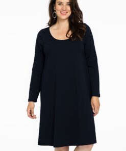 YOEK Jurk lange mouwen | Blauw | Maat 42/44
