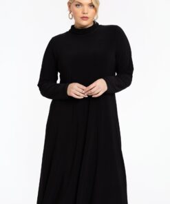 YOEK Dress mid calf turtleneck | Zwart | Maat 58/60
