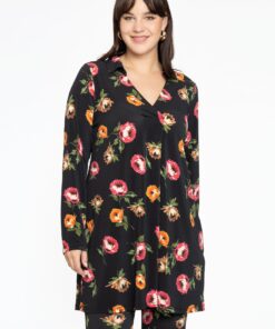 YOEK Shirt met plooi DAHLIA | Zwart | Maat 42/44
