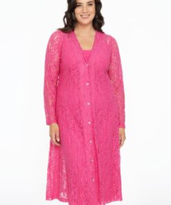 YOEK Jurk met knopen | Roze | Maat 42/44