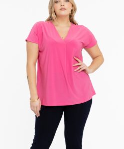 YOEK Shirt met plooi | Roze | Maat 42/44