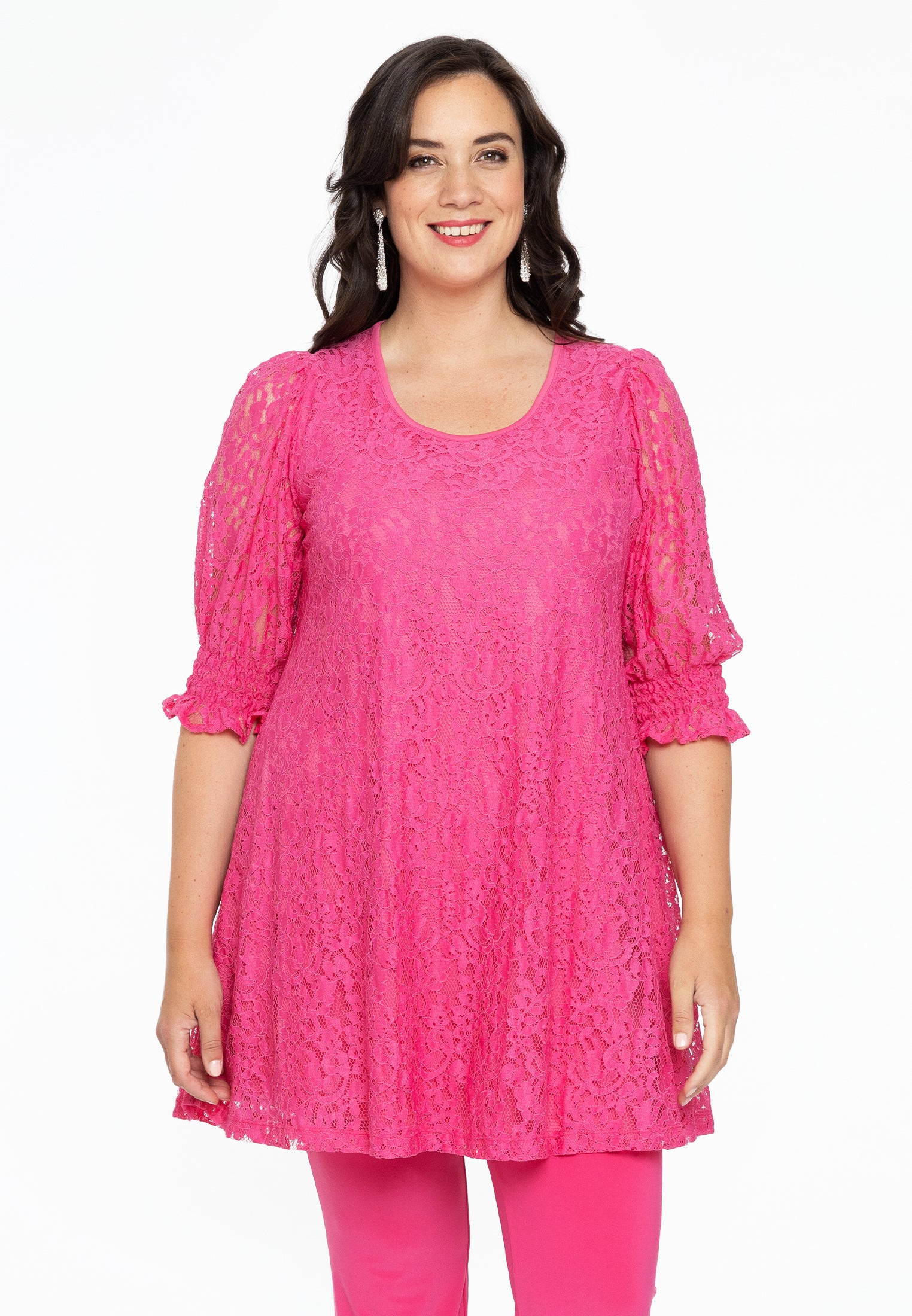 YOEK Tuniek wide bottom | Grote maten tuniek | Roze | Maat 42/44
