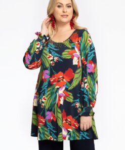 YOEK Tuniek Wide Bottom | Grote maten tuniek | Blauw | Maat 38/40