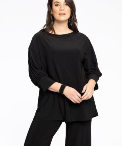 YOEK Tuniek met pofmouwen | Grote maten tuniek | Zwart | Maat 38/40