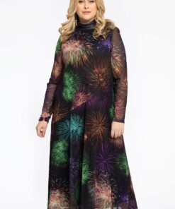 YOEK Jurk lang met col | Zwart | Maat 54/56