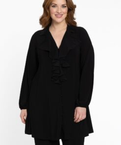 YOEK Blouse met ruches | Zwart | Maat 46/48