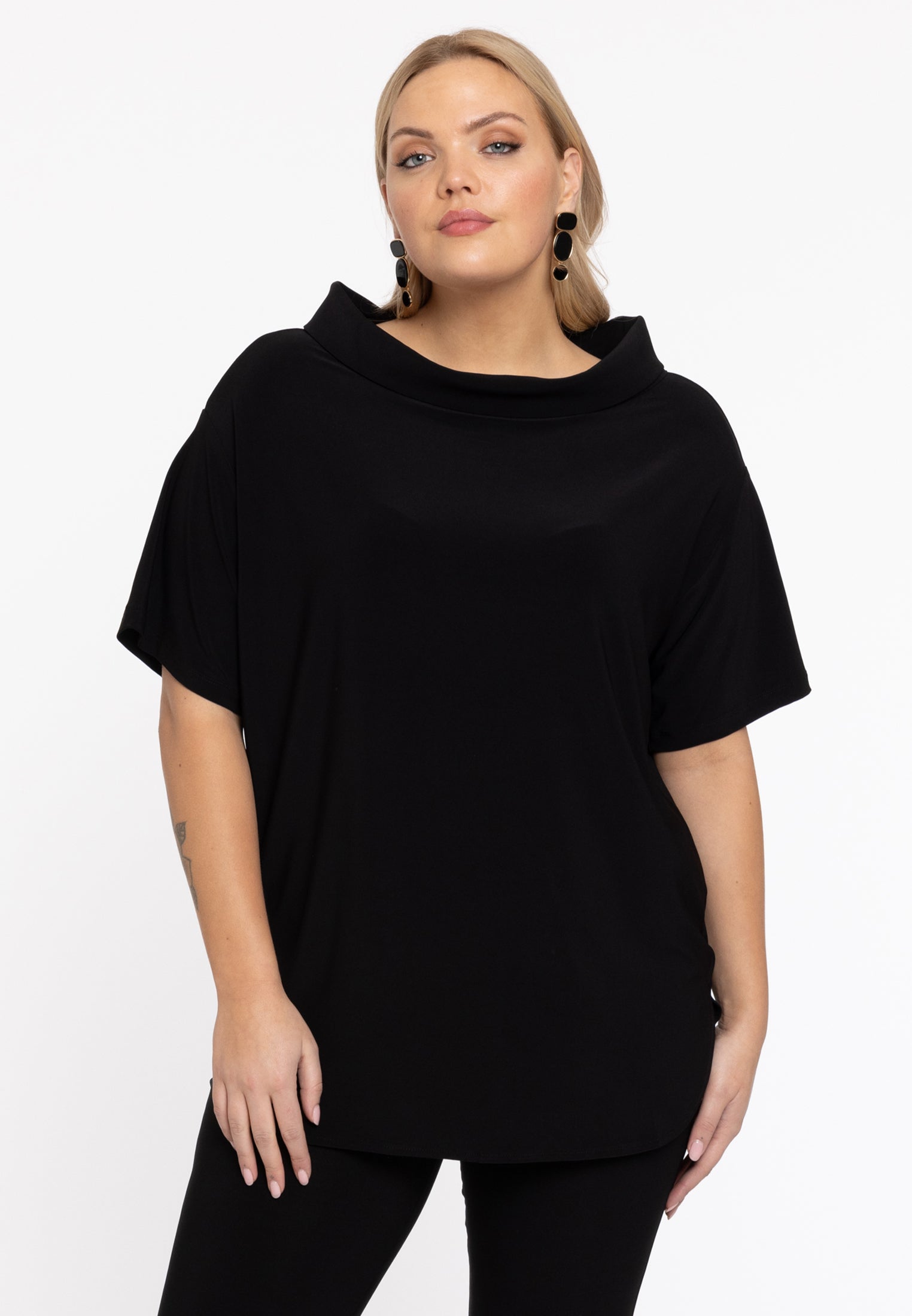 YOEK Tuniek met boothals | Grote maten tuniek | Zwart | Maat 38/40