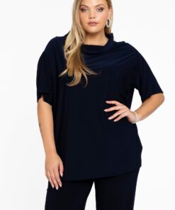 YOEK Tuniek met boothals | Grote maten tuniek | Blauw | Maat 54/56