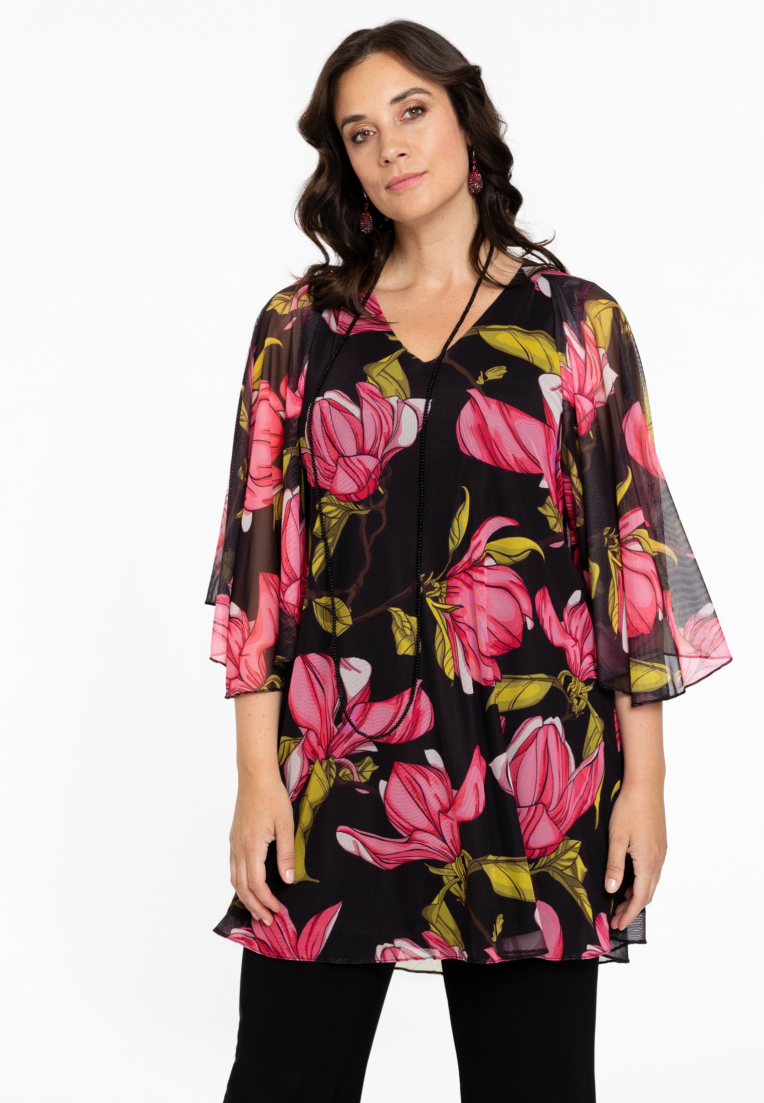 YOEK Tuniek wide bottom | Grote maten tuniek | Roze | Maat 42/44