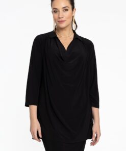 YOEK Tuniek flare waterfall | Grote maten tuniek | Zwart | Maat 38/40
