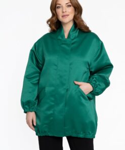 YOEK Bomber lang SATIN | Groen | Maat 54/56
