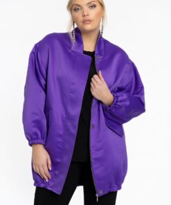 YOEK Bomber lang SATIN | Paars | Maat 50/52
