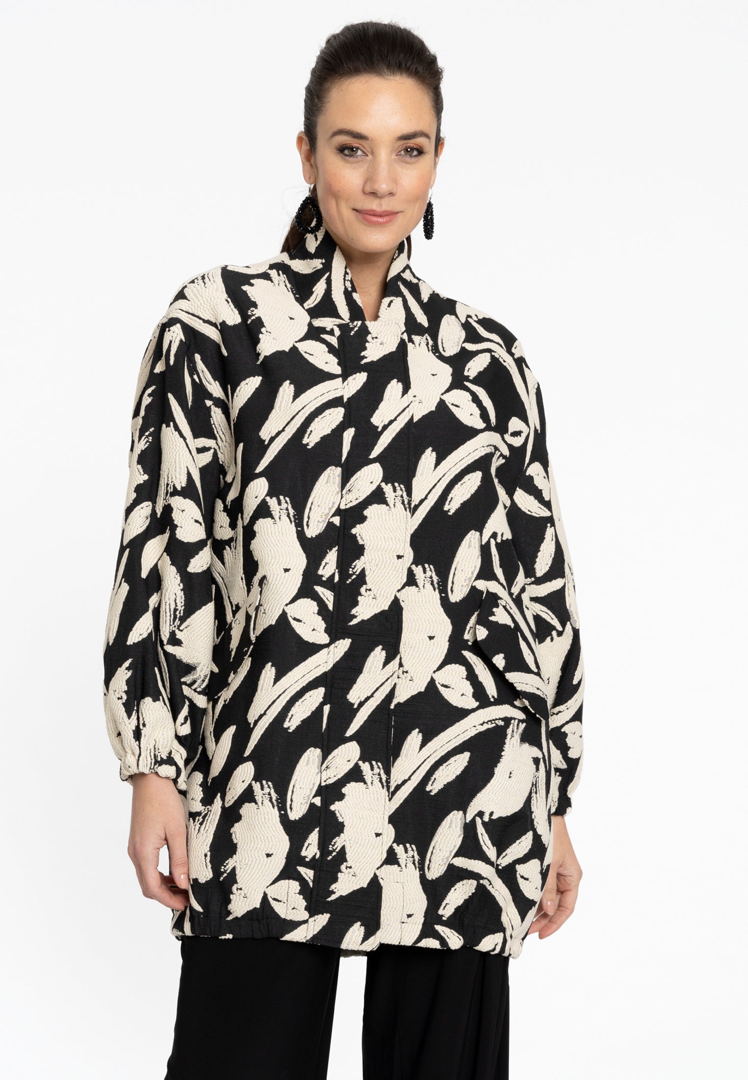 YOEK Bomber lang GISELE | Zwart | Maat 50/52