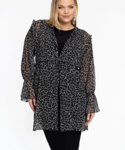 YOEK Cardi met ruches LEONA | Grijs | Maat 42/44