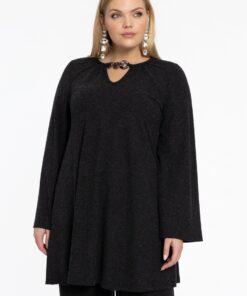 YOEK Tuniek wide bottom MELANGE | Grote maten tuniek | Grijs | Maat 50/52