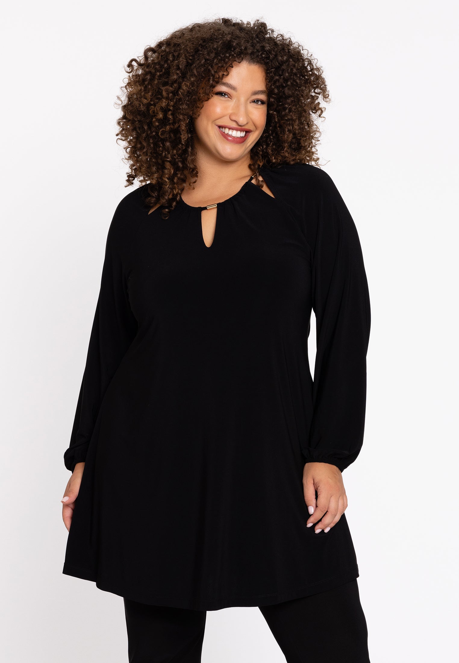 YOEK Tuniek wide bottom | Grote maten tuniek | Zwart | Maat 42/44