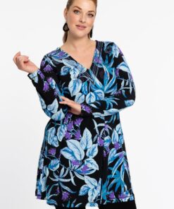 YOEK Tuniek wide bottom | Grote maten tuniek | Blauw | Maat 42/44