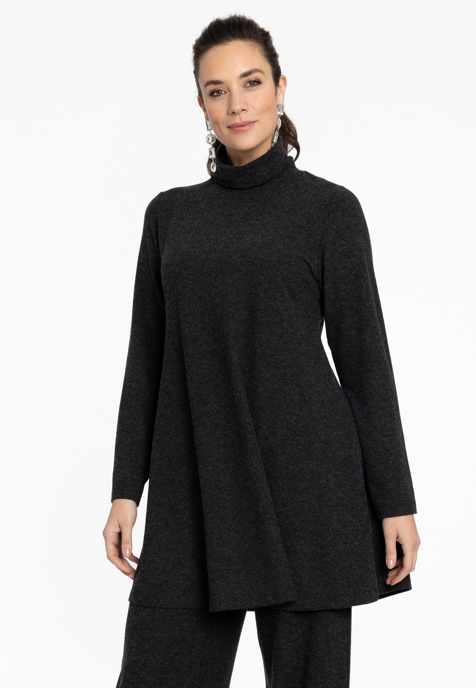 YOEK Tuniek wide bottom MELANGE | Grote maten tuniek | Grijs | Maat 42/44