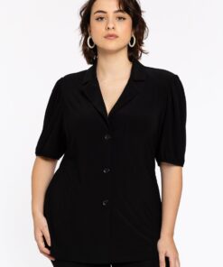 YOEK Blazer kort met pofmouw | Zwart | Maat 42/44