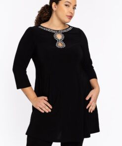 YOEK Tuniek wide bottom | Grote maten tuniek | Zwart | Maat 42/44