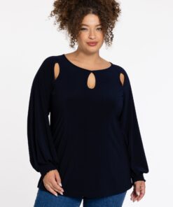 YOEK Top cut-out | Blauw | Maat 54/56